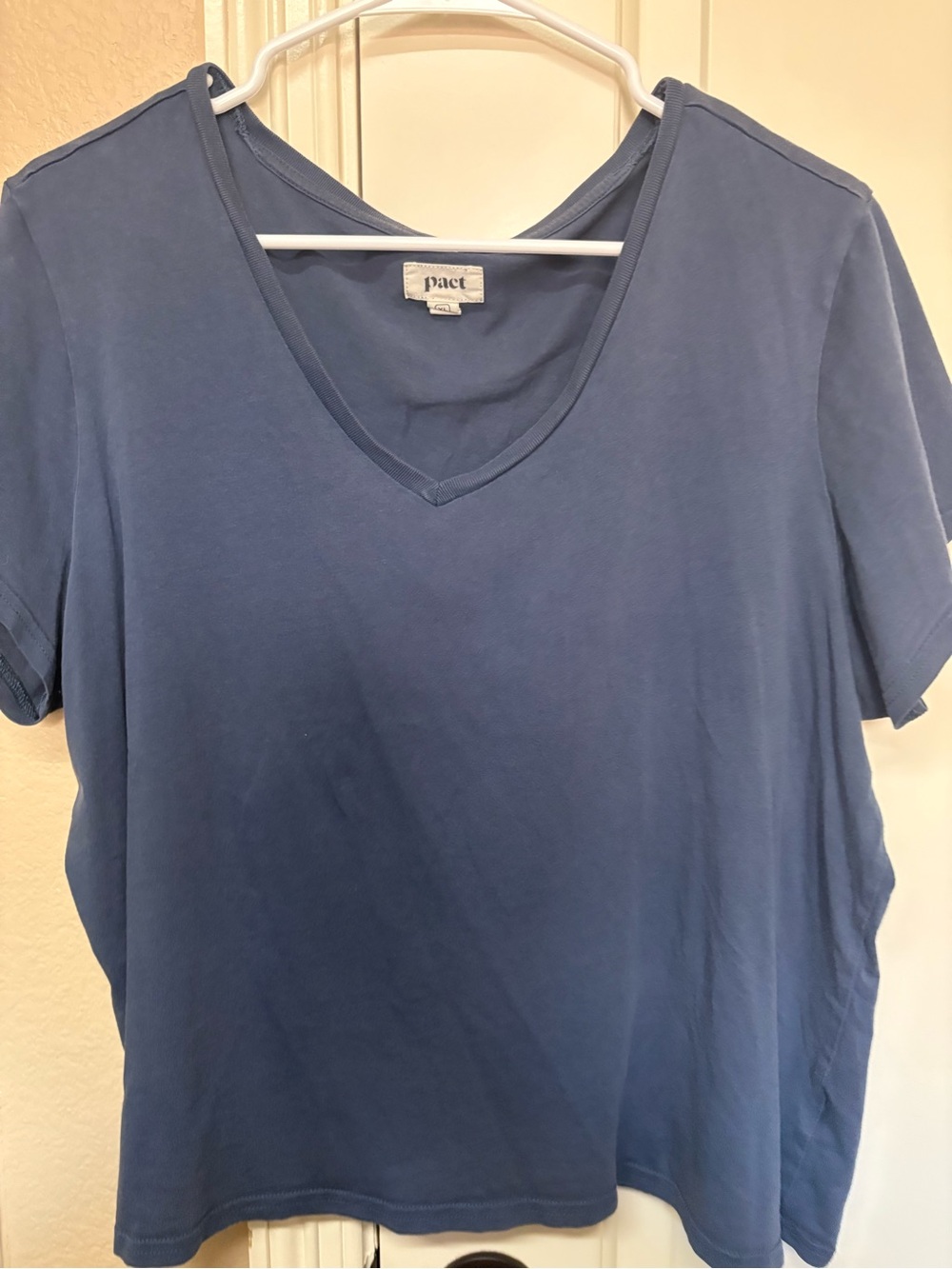 Pact V-Neck Tee in Steel Blue